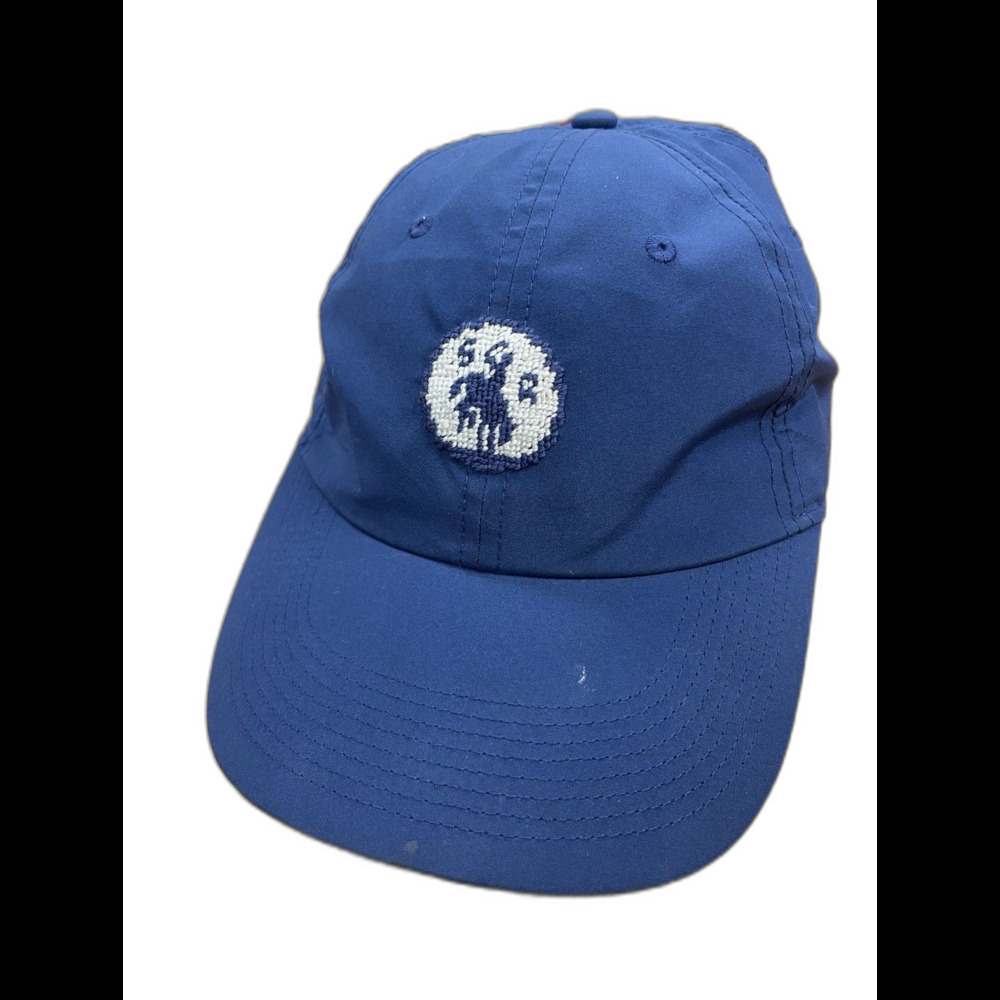 Smathers & Branson Needlepoint Horse Equestrian Blue Adjustable Baseball Hat Cap